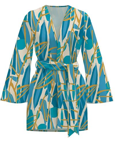 Diarrablu Blossom Print Lightweight Wrap Jacket At Nordstrom - Blue