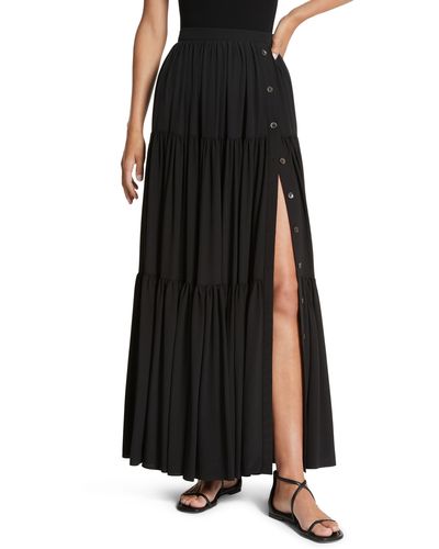 Michael Kors Tiered Silk Crêpe De Chine Skirt - Black