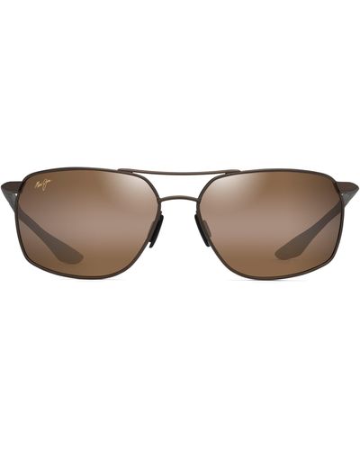 Maui Jim Puu Kukui 58mm Polarized Rectangle Sunglasses - Brown