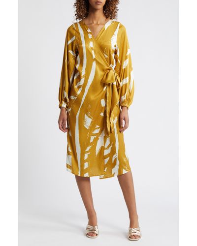 Diarrablu Lala Long Sleeve Wrap Dress - Yellow