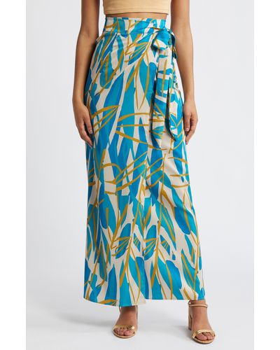 Diarrablu Seur Blossom Print Maxi Wrap Skirt - Blue