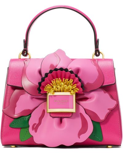 Kate Spade Katy Floral Appliqué Textured Leather Top Handle Bag - Pink