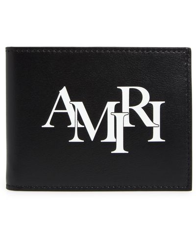 Amiri staggered Logo Leather Bifold Wallet - Black