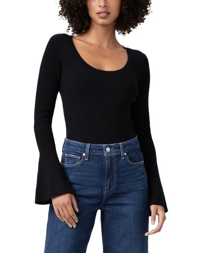 PAIGE Mimi Bell Sleeve Cotton Blend Bodysuit - Black