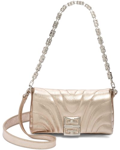 Givenchy Micro 4g Soft Quilted Metallic Leather Crossbody Bag - Natural