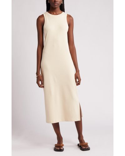 Nordstrom Stretch Cotton Ribbed Tank Dress - White