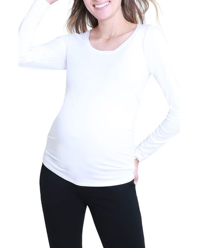 Ingrid & Isabel Maternity Long Sleeve Scoop Neck T-shirt - White