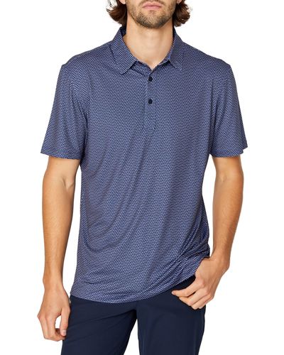 7 Diamonds Arrowhead Geo Print Performance Polo - Blue