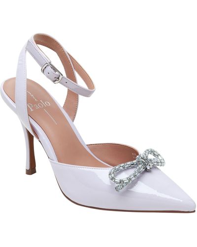 Linea Paolo Heart Ankle Strap Pointed Toe Pump - White