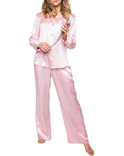 Petite Plume Silk Pajamas - Pink