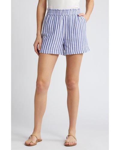 Rails Leighton Stripe Organic Cotton Gauze Shorts - Blue