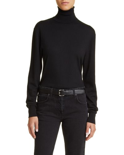 The Row Davos Wool & Cashmere Turtleneck Sweater - Black