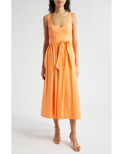 Cinq À Sept Kilah Cotton Blend Midi Dress - Orange
