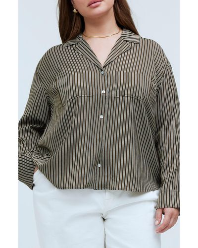 Madewell Stripe Resort Long Sleeve Seersucker Button-up Shirt - Gray
