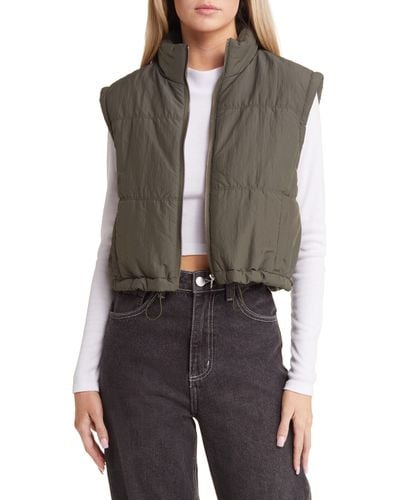 Thread & Supply Cropped Puffer Vest - Green