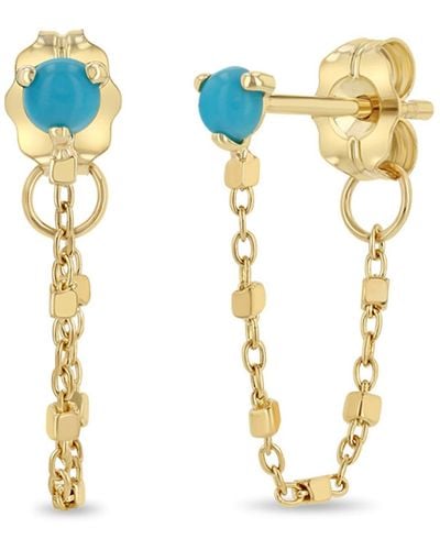 Zoe Chicco Turquoise Chain Drop Earrings - Blue