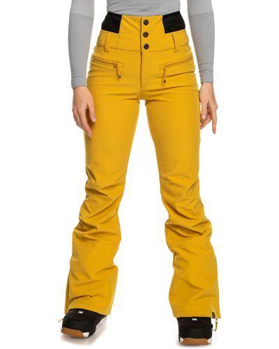 Roxy Rising High Waterproof Shell Snow Pants - Yellow