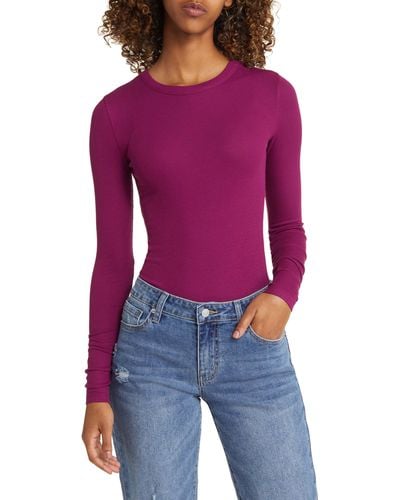 BP. Ribbed Long Sleeve T-shirt - Purple