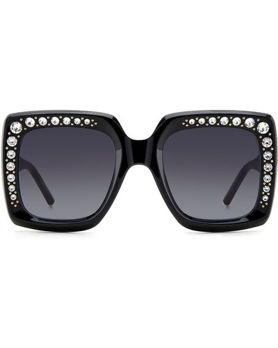 Carolina Herrera 53mm Crystal Embellished Square Sunglasses - Black