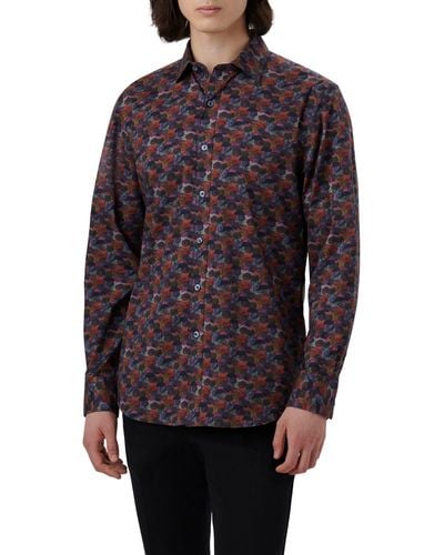 Bugatchi Axel Shaped Fit Abstract Print Stretch Cotton Button-up Shirt - Multicolor