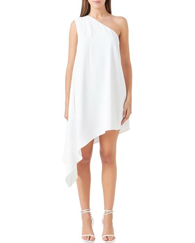 Endless Rose One-shoulder Asymmetric Dress - White