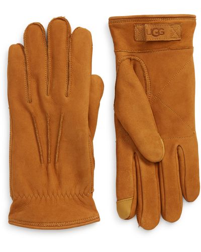 UGG ugg(r) Three-point Leather Tech Gloves - Brown