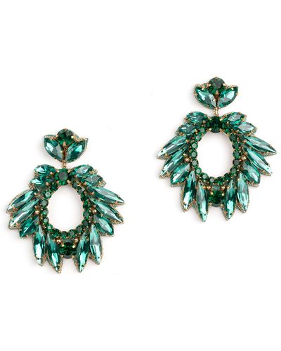 Deepa Gurnani Zienna Crystal Drop Earrings - Green