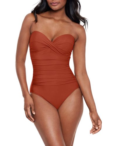Miraclesuit Miraclesuit Rock Solid Madrid Bandeau One-piece Swimsuit - Orange
