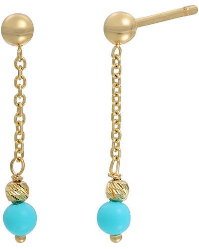 Bony Levy 14k Gold & Turquoise Liner Drop Earrings - Blue