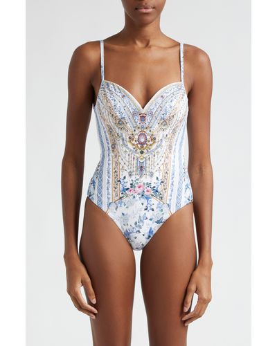 Camilla Print C- & D-cup Underwire One-piece Swimsuit At Nordstrom - White