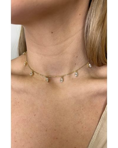 HauteCarat Lab Created Diamond Charm Choker Necklace - Natural