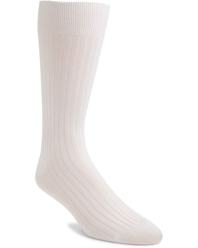 Pantherella Cotton Blend Dress Socks - White