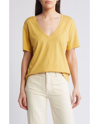 Treasure & Bond Oversize V-neck Cotton T-shirt - Yellow