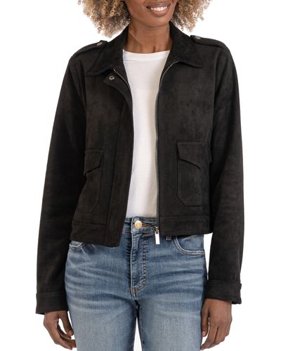 Kut From The Kloth Alena Zip Faux Suede Jacket - Black