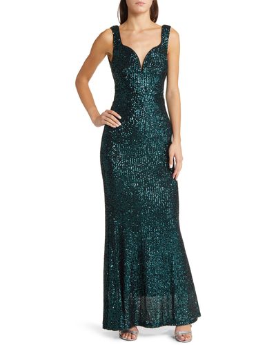 Lulus Forever Glam Sequin Mermaid Gown - Green