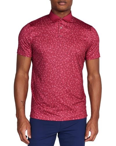 Redvanly Herrick Floral Performance Golf Polo - Red