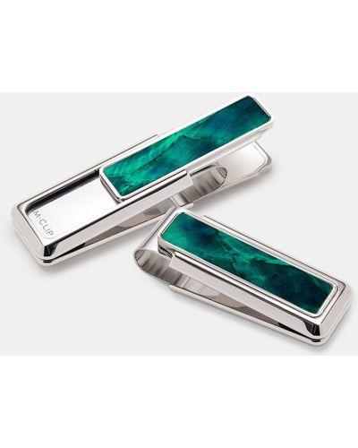 M-clip Mother-of-pearl Inlay Money Clip - Blue