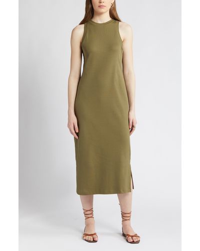 Nordstrom Stretch Cotton Ribbed Tank Dress - Green