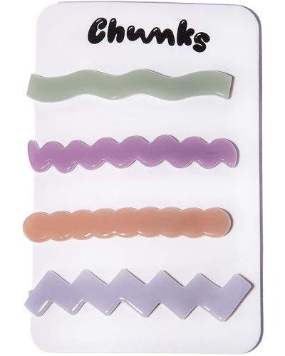 CHUNKS Assorted 4-pack Barrettes - Gray