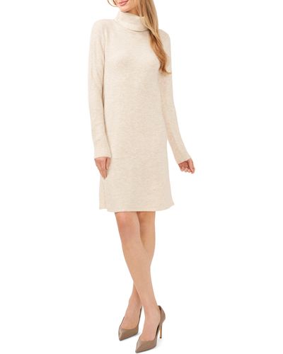 Cece Turtleneck Long Sleeve Sweater Dress - Natural