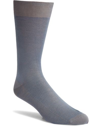Canali Micro Zigzag Cotton Dress Socks - Gray