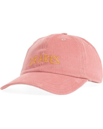 Drake's Embroidered Logo Corduroy Baseball Cap - Pink