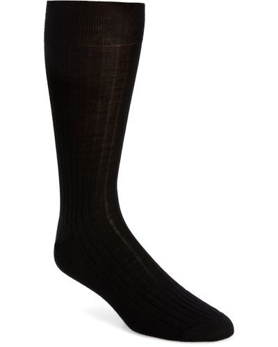 Canali Ribbed Cashmere & Silk Socks - Black