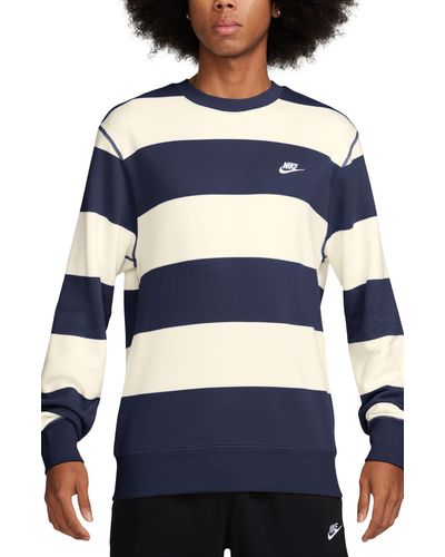 Nike Club Stripe French Terry Sweatshirt - Blue