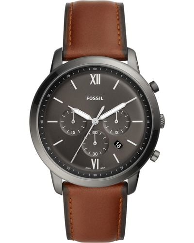Fossil Neutra Chronograph Leather Strap Watch - Gray