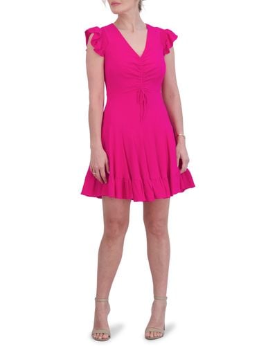 Eliza J Center Ruched A-line Dress - Pink