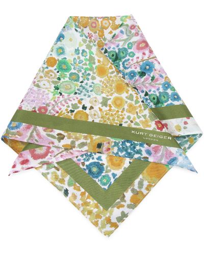 Kurt Geiger Floral Print Silk Square Scarf - Multicolor