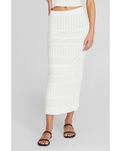 Club Monaco Mixed Stitch Pointelle Maxi Skirt - White