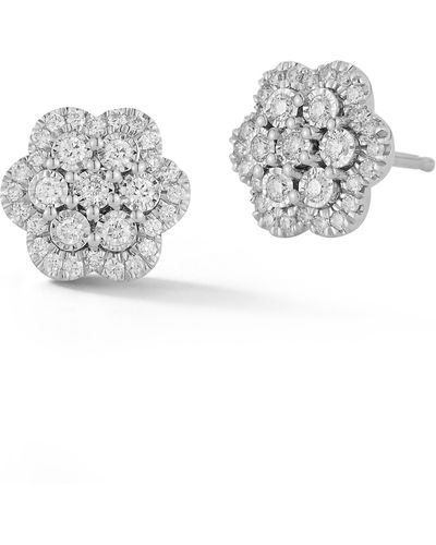Dana Rebecca Ava Bea Diamond Flower Stud Earrings - Metallic