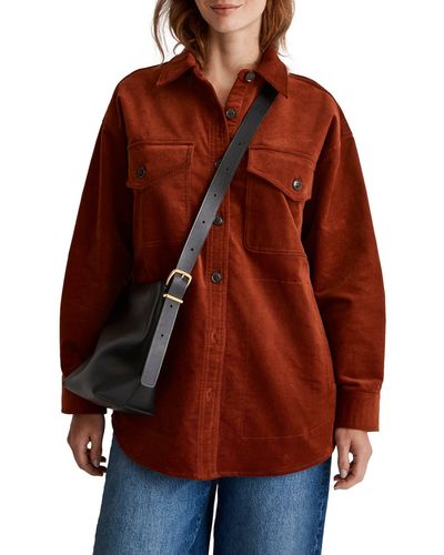 Madewell Stretch Twill Oversize Shirt Jacket - Red